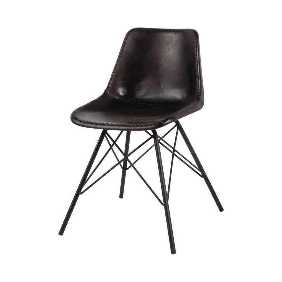 AUSTERLITZ - Leather and metal industrial chair in black – image 1