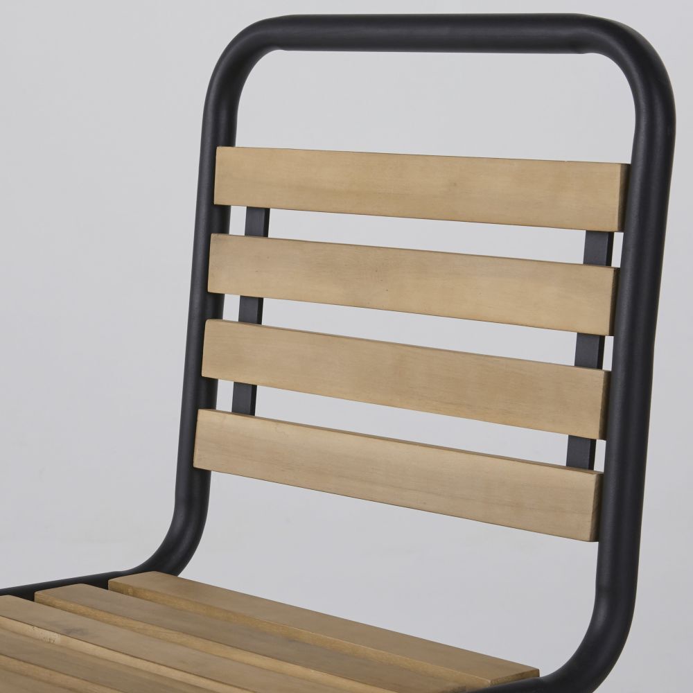 Professional Cut Out Acacia and Black Metal Chairs (x2) – image 4