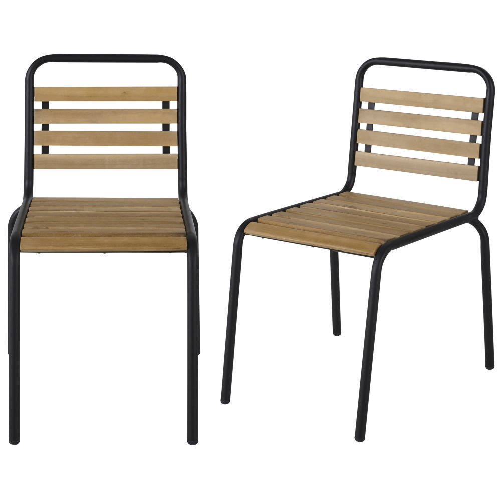 Professional Cut Out Acacia and Black Metal Chairs (x2) – image 5
