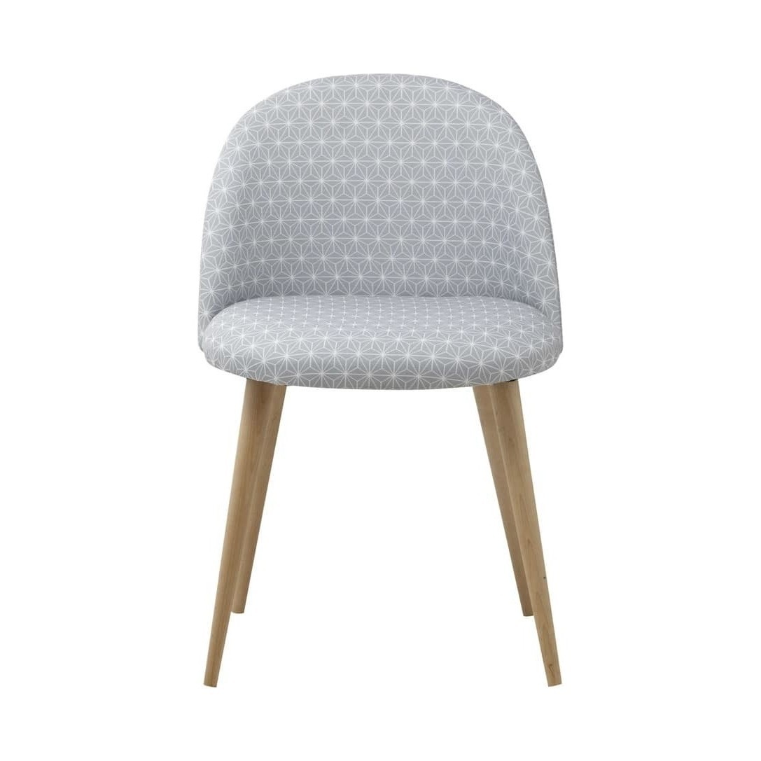 MAURICETTE - Grey Star Patterned Vintage Chair with Birch Legs – image 2