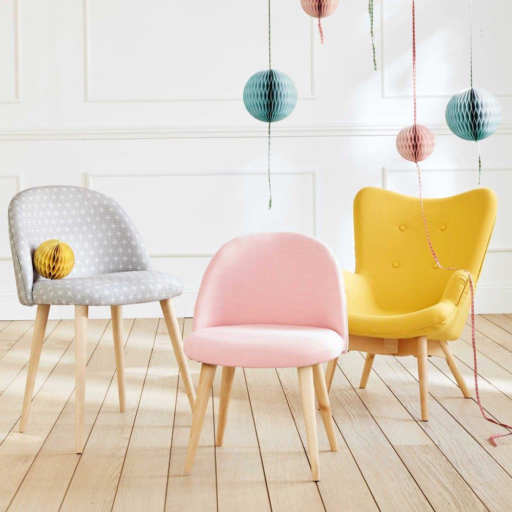 MAURICETTE - Grey Star Patterned Vintage Chair with Birch Legs – image 5