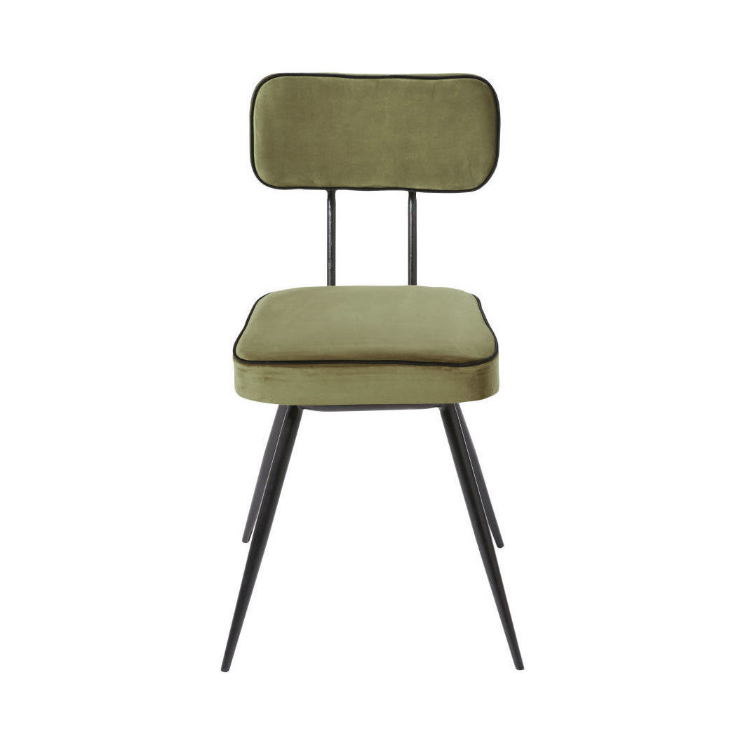 CLAPPER - Khaki Green Velvet and Black Metal Chair – image 2