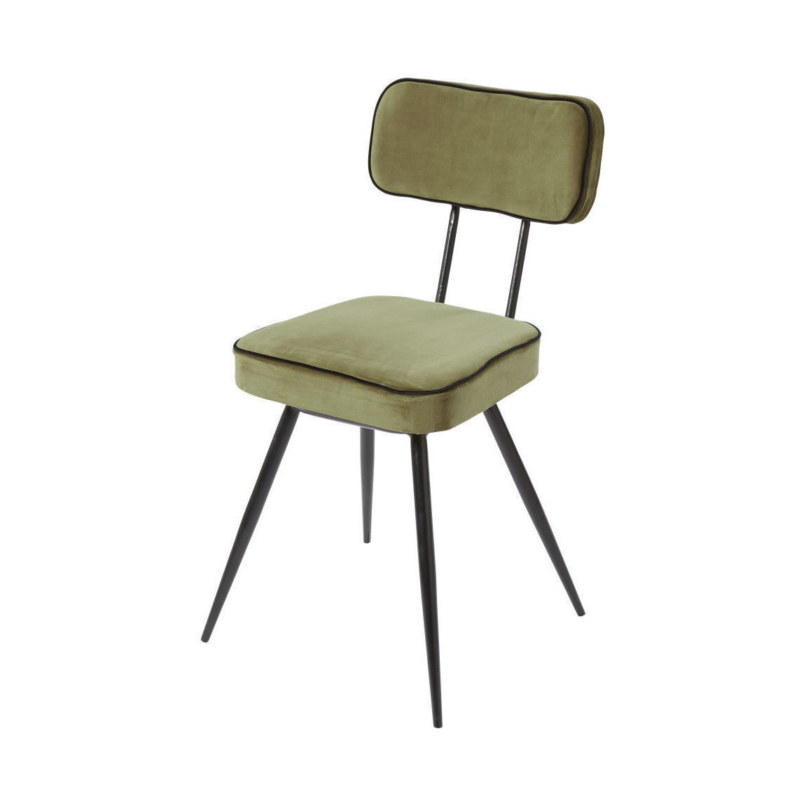 CLAPPER - Khaki Green Velvet and Black Metal Chair – image 1