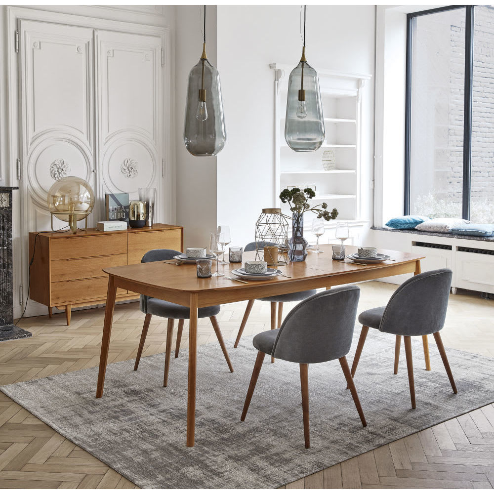MAURICETTE - Anthracite Grey Velvet and Birch Vintage Armchair – image 6