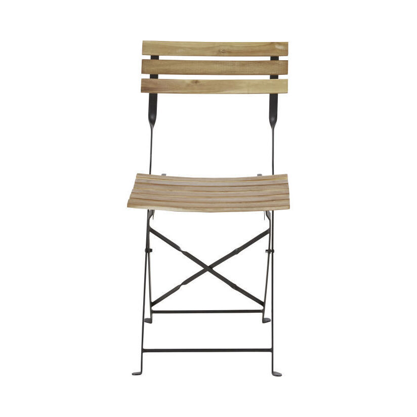 Professional Black Metal and Acacia Folding Chairs (x2) – image 2