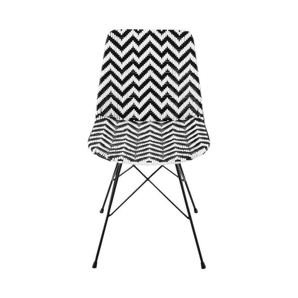 ZIGZAG - Wicker and metal chair in black / white – image 2