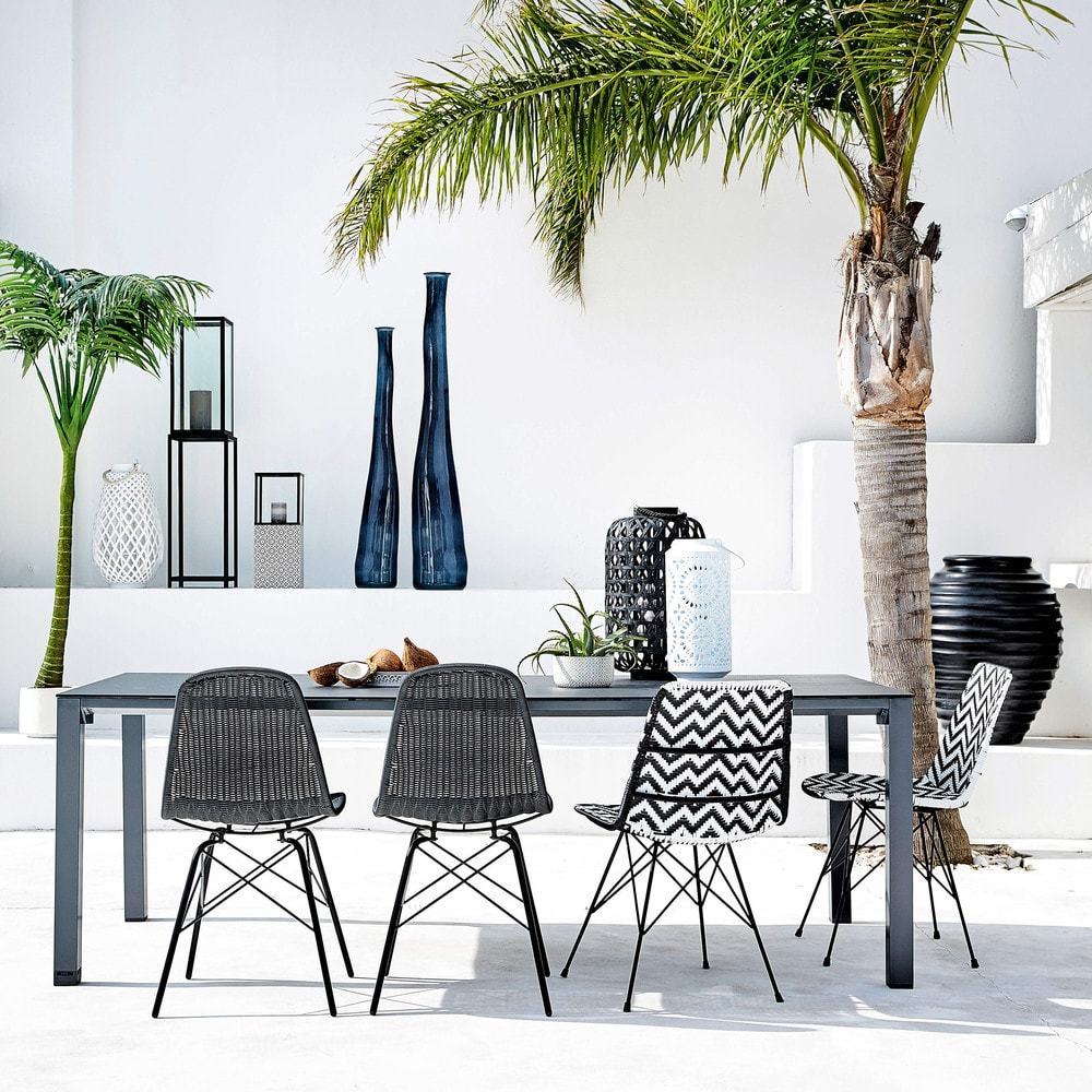 ZIGZAG - Wicker and metal chair in black / white – image 3