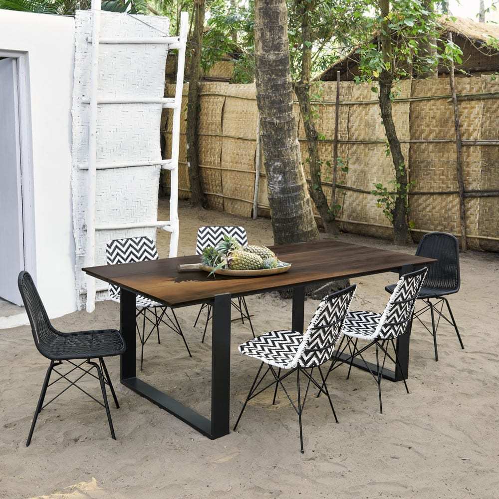 ZIGZAG - Wicker and metal chair in black / white – image 4