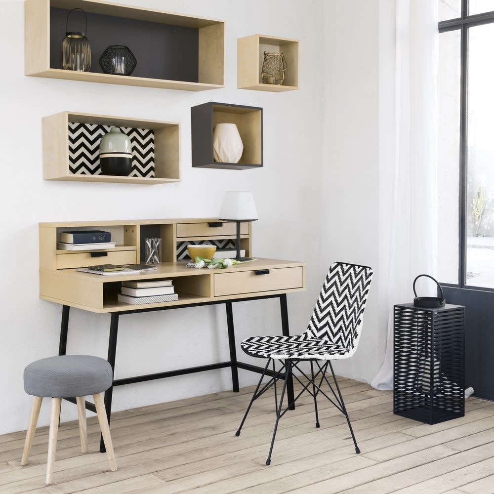 ZIGZAG - Wicker and metal chair in black / white – image 5