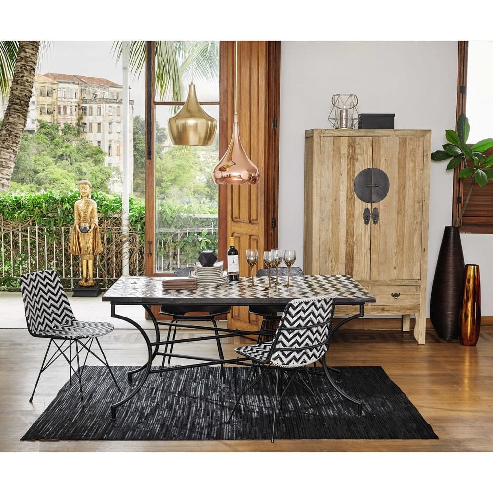 ZIGZAG - Wicker and metal chair in black / white – image 7