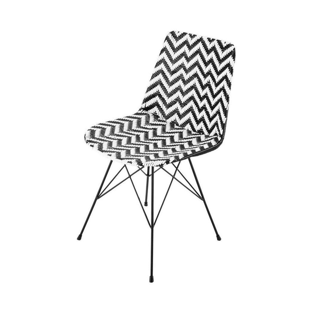 ZIGZAG - Wicker and metal chair in black / white – image 1