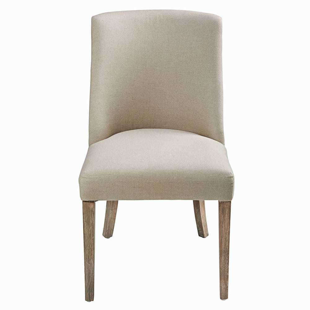 DIANE - Beige linen and bleached oak chair – image 2