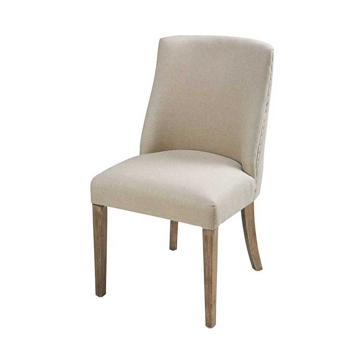 DIANE - Beige linen and bleached oak chair – image 1
