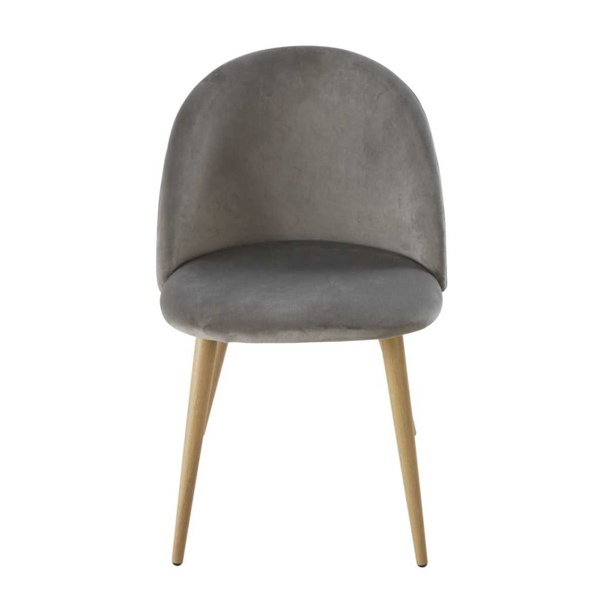 Professional grey velvet and oak-imitation metal vintage chairs (x2) Mauricette BUSINESS – image 2