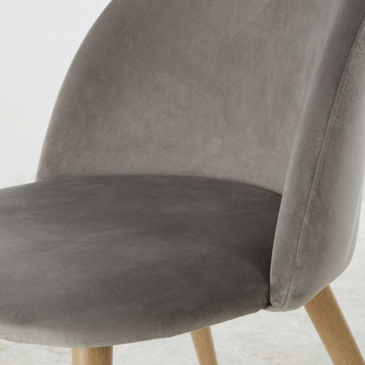 Professional grey velvet and oak-imitation metal vintage chairs (x2) Mauricette BUSINESS – image 4