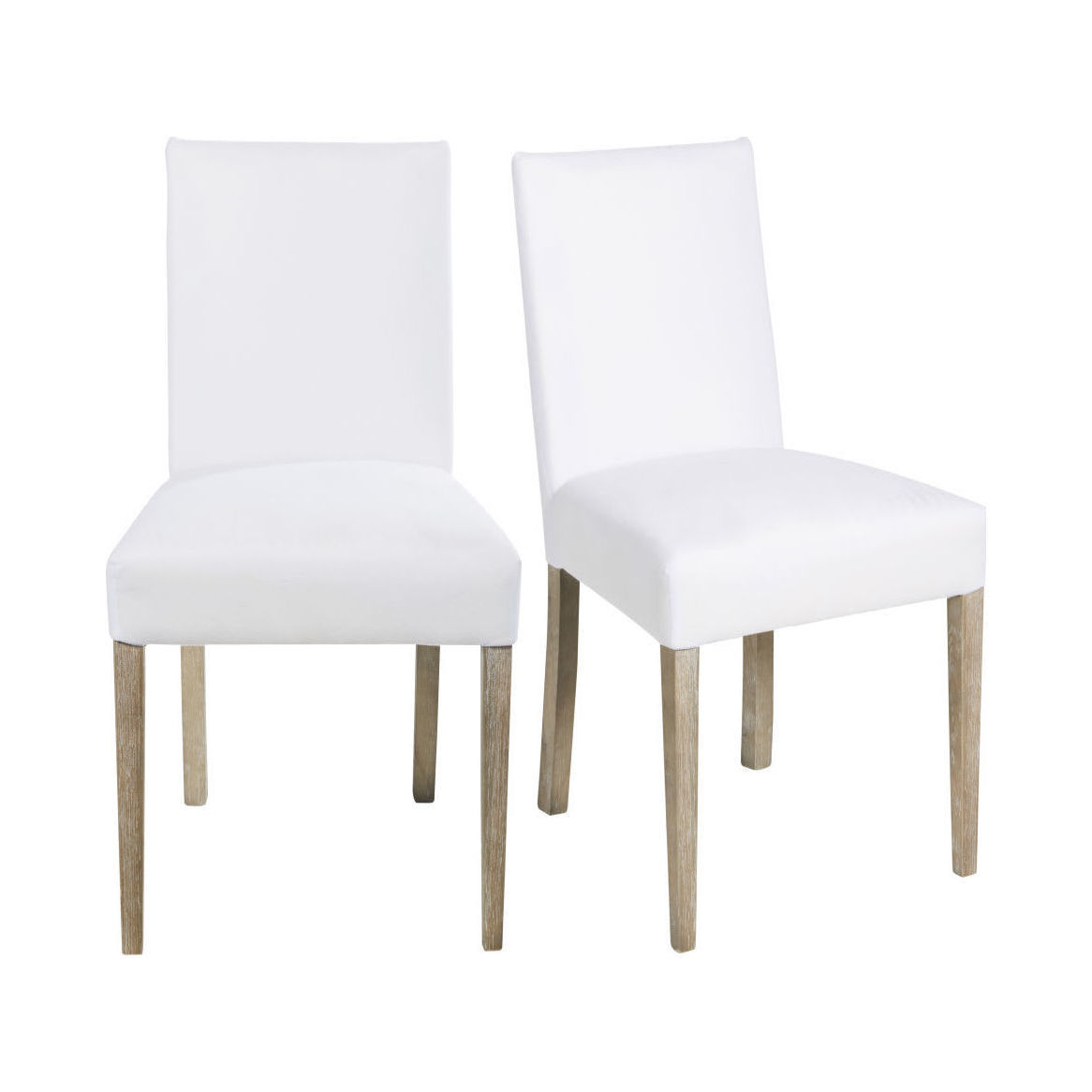 DIANA - 2 White Chairs with Slipcovers and Solid Pine Legs – image 4