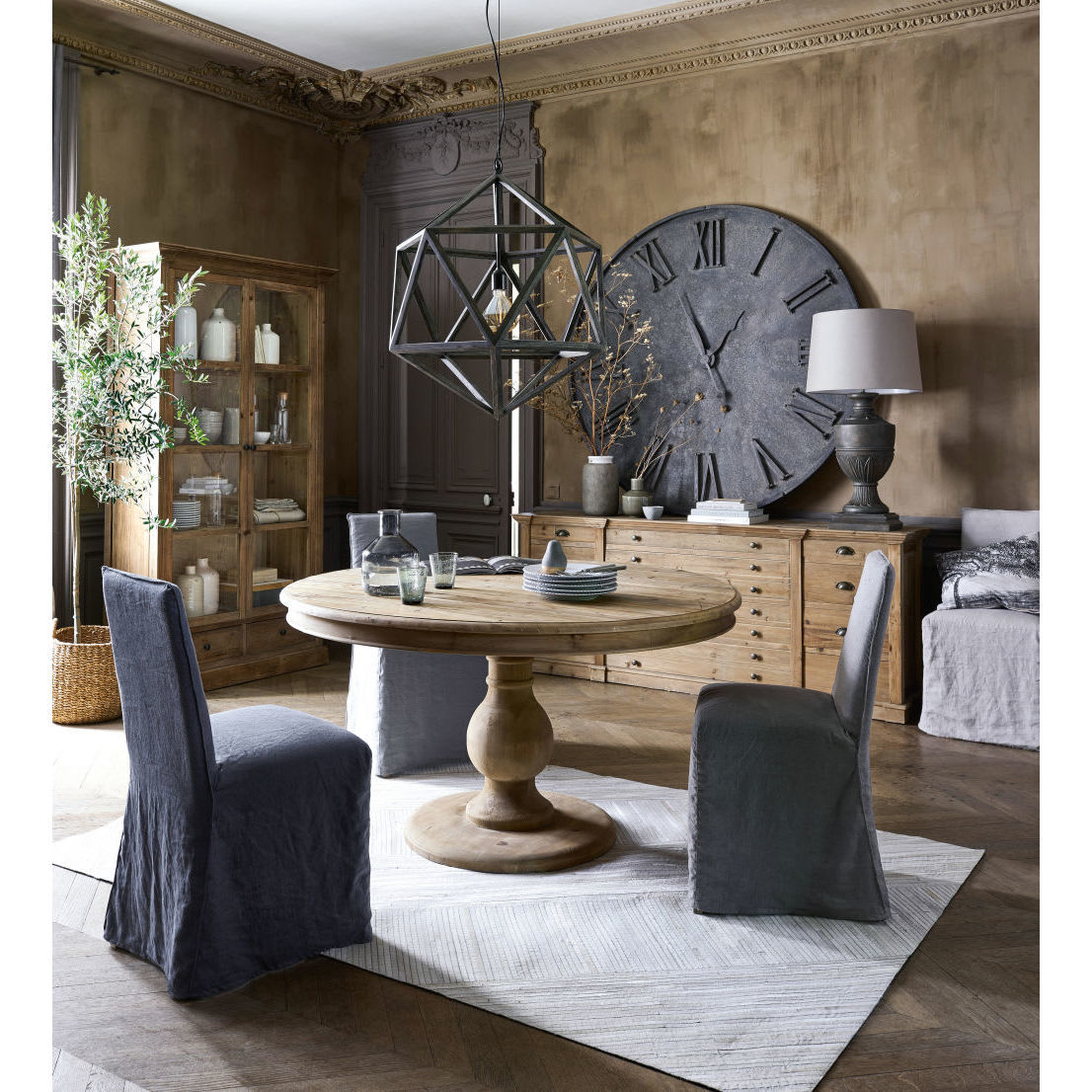 DIANA - 2 White Chairs with Slipcovers and Solid Pine Legs – image 5