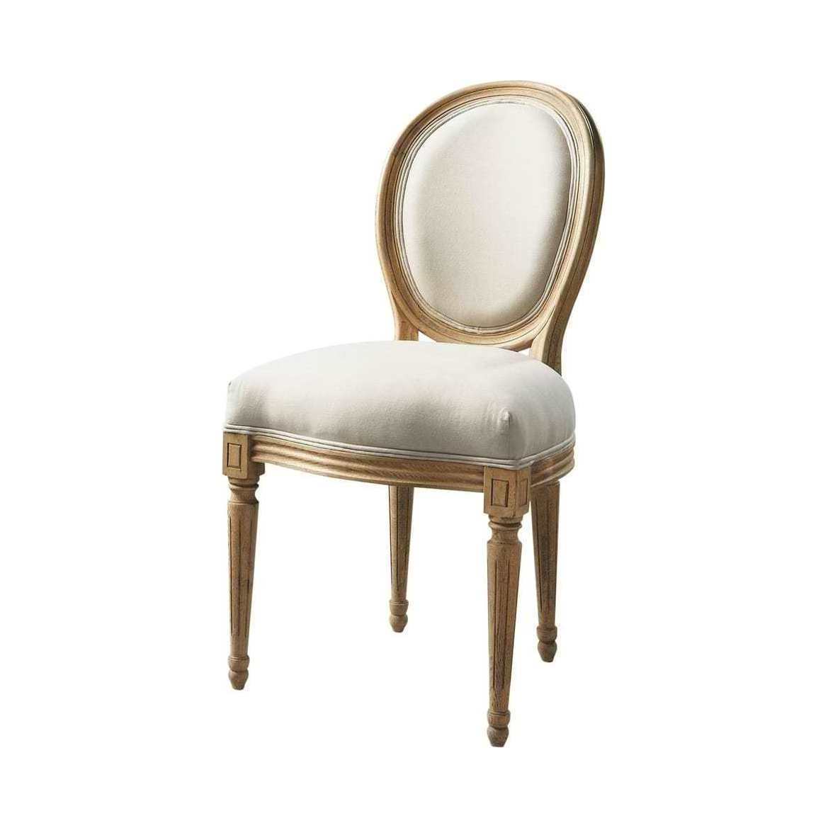 LOUIS - Cotton and solid oak medallion chair in ecru – image 1