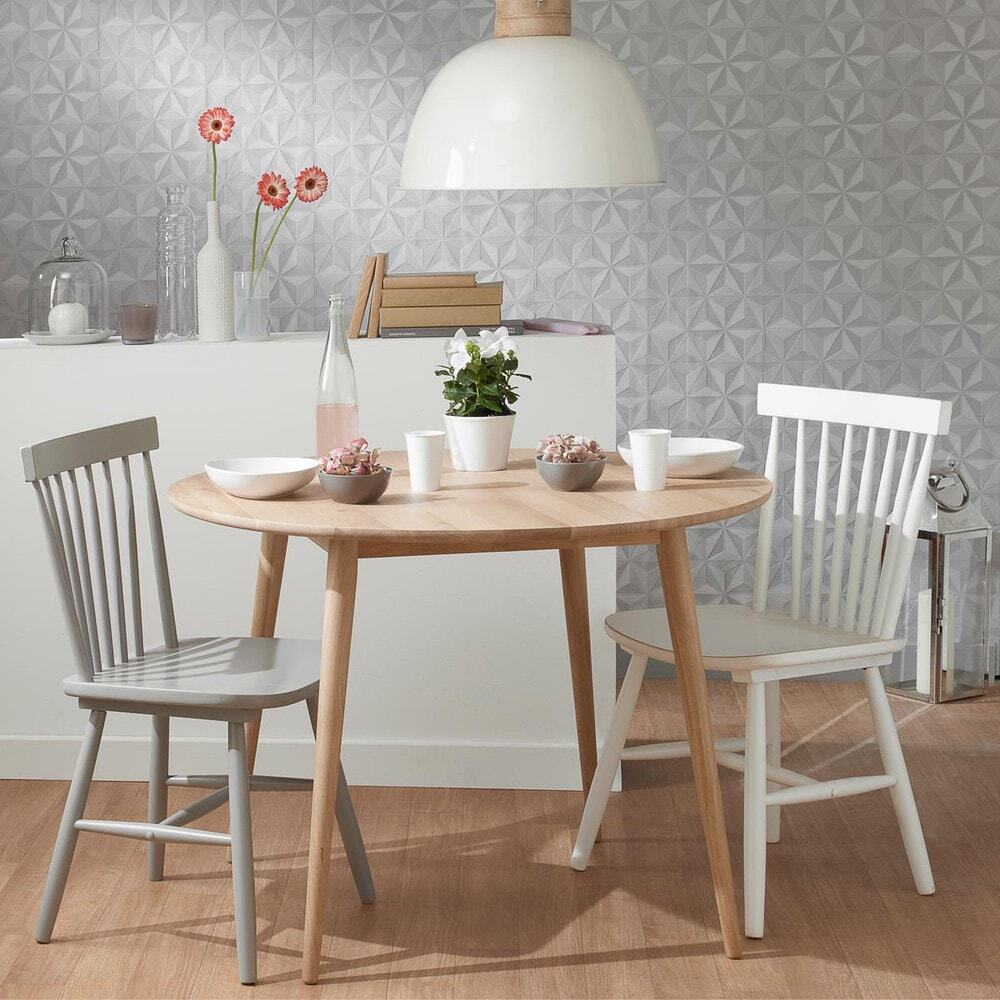 Rubber tree wood vintage chair in white – image 3