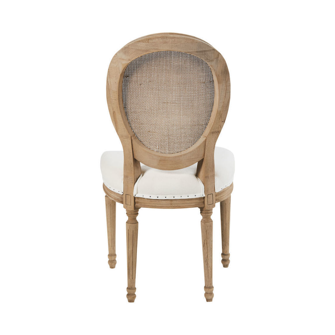 LOUIS - White Linen and Rattan Cane Medallion Chair – image 3