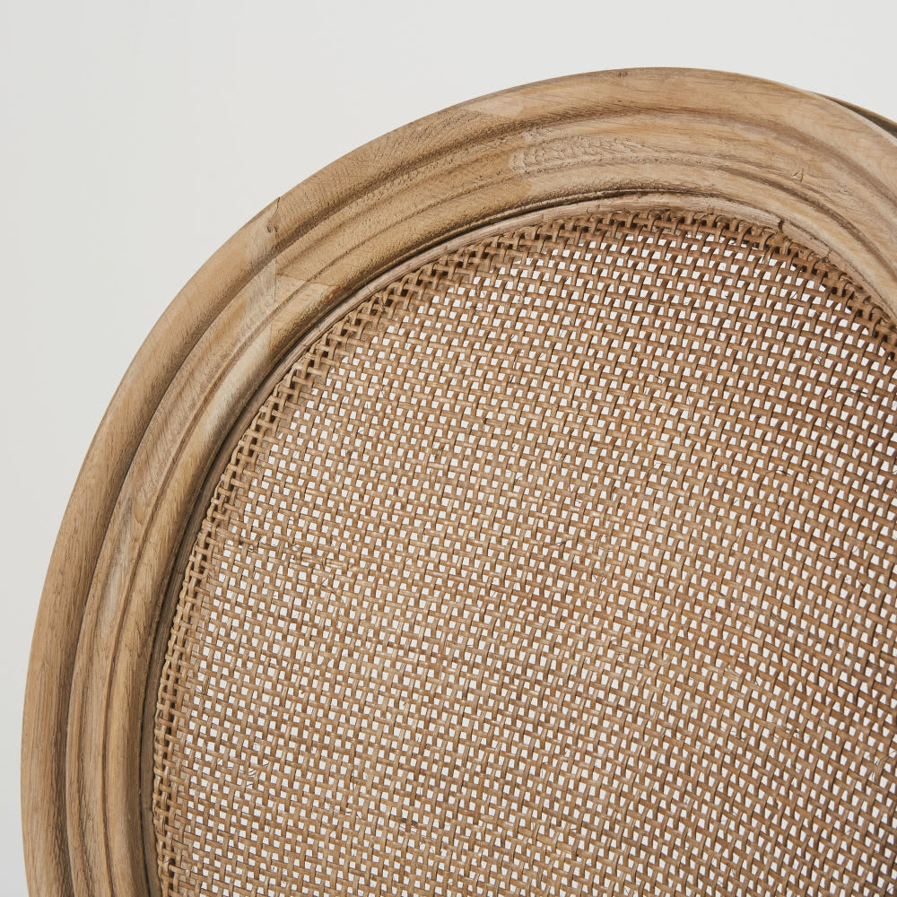 LOUIS - White Linen and Rattan Cane Medallion Chair – image 6