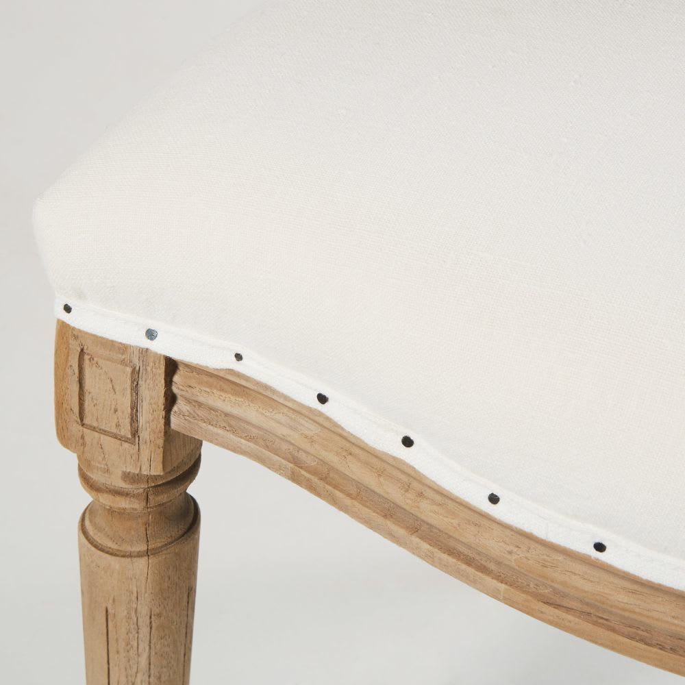 LOUIS - White Linen and Rattan Cane Medallion Chair – image 7
