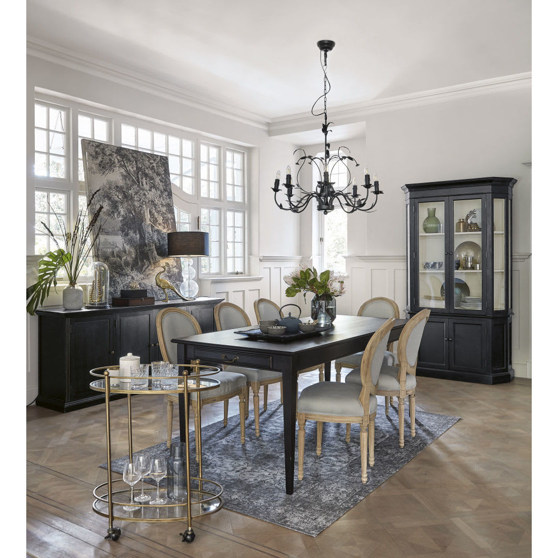 LOUIS - Light Grey Washed Linen Medallion Chair – image 6