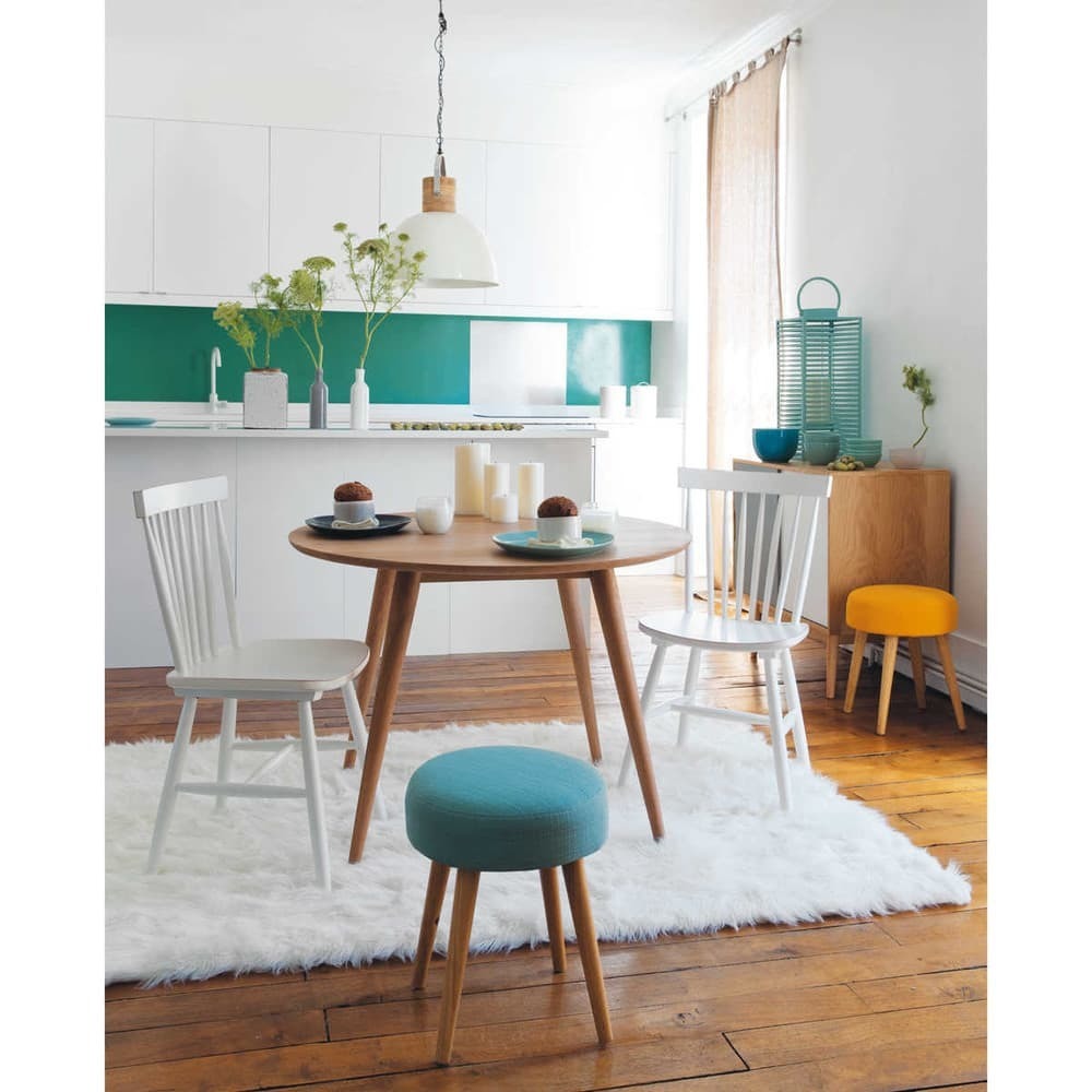 FJORD - Rubber tree wood vintage chair in white – image 2