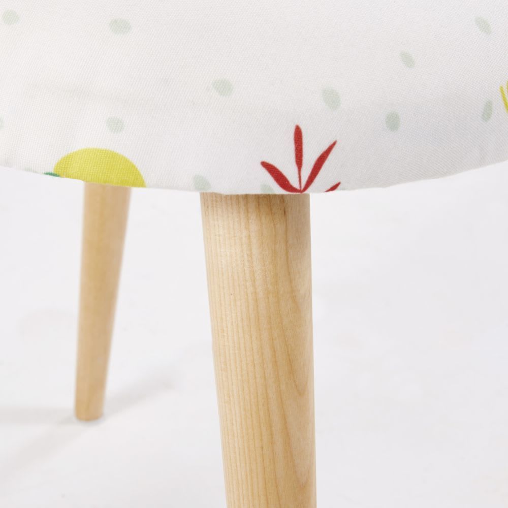MAURICETTE - Solid Birch and White Vintage Chair with Tropical Print – image 5
