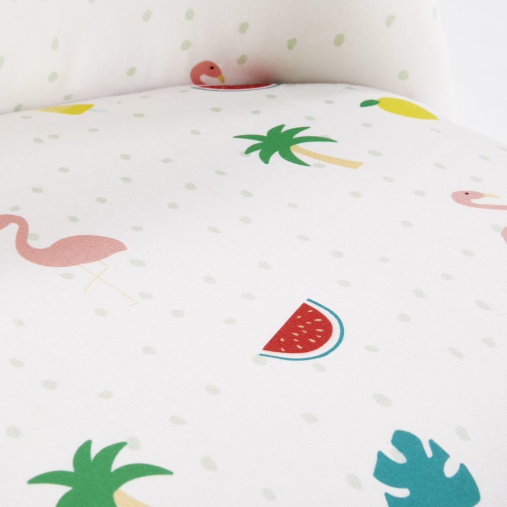 MAURICETTE - Solid Birch and White Vintage Chair with Tropical Print – image 6