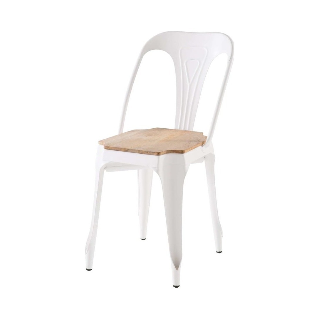 MULTIPL'S - Mango Wood and White Metal Chair – image 1