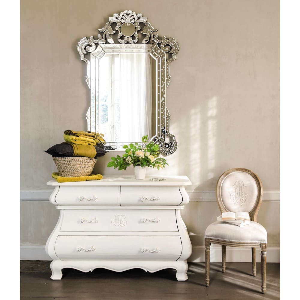 LOUIS - Medallion chair in beige linen and greyed oak – image 3