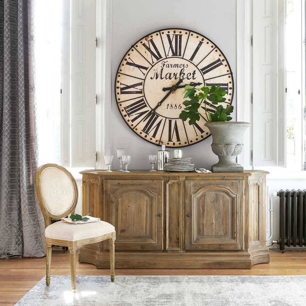 LOUIS - Medallion chair in beige linen and greyed oak – image 5