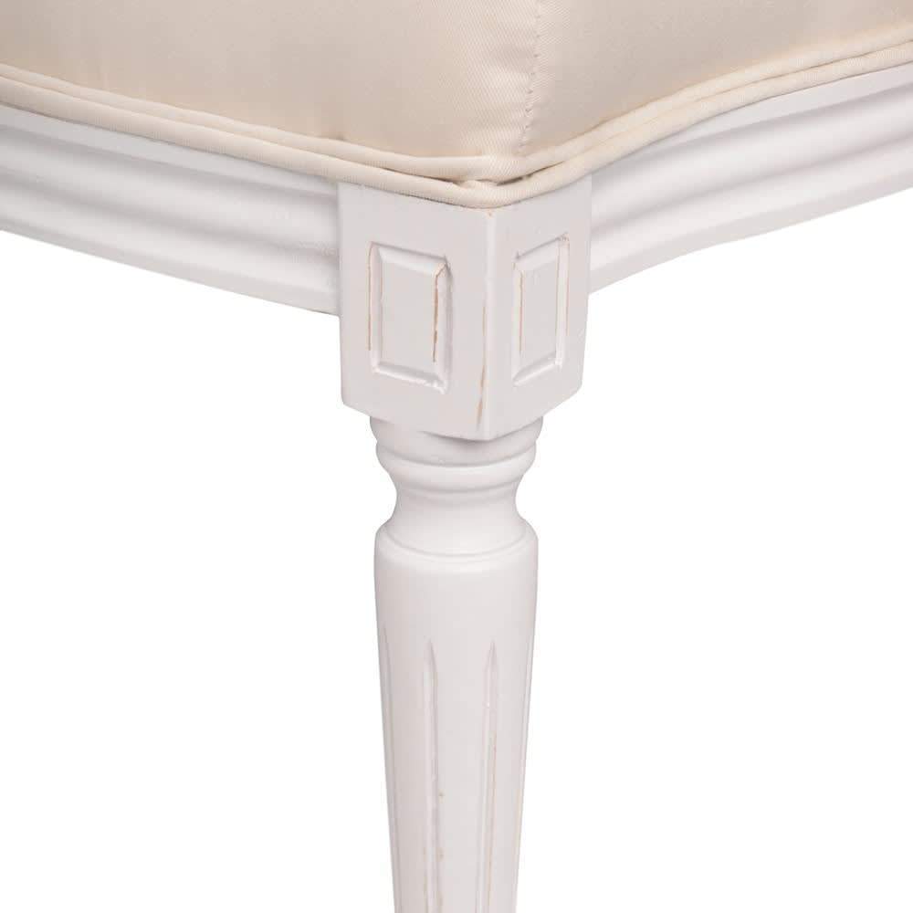 LOUIS - Oval backed chair in white wood and ivory cotton – image 4