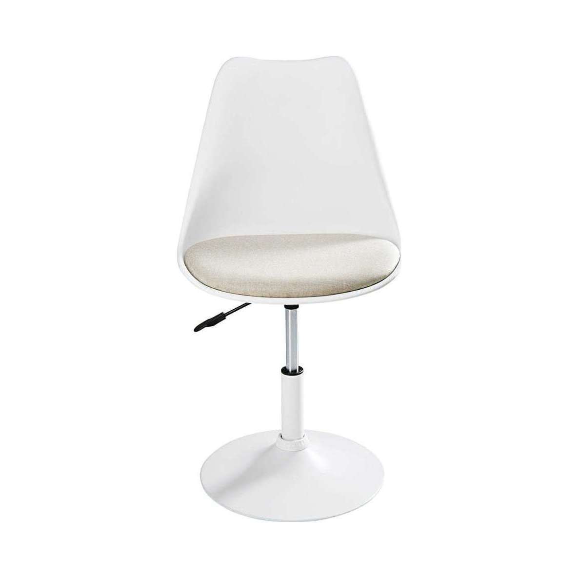 CIRCLE - Matte white metal and beige fabric chair – image 2