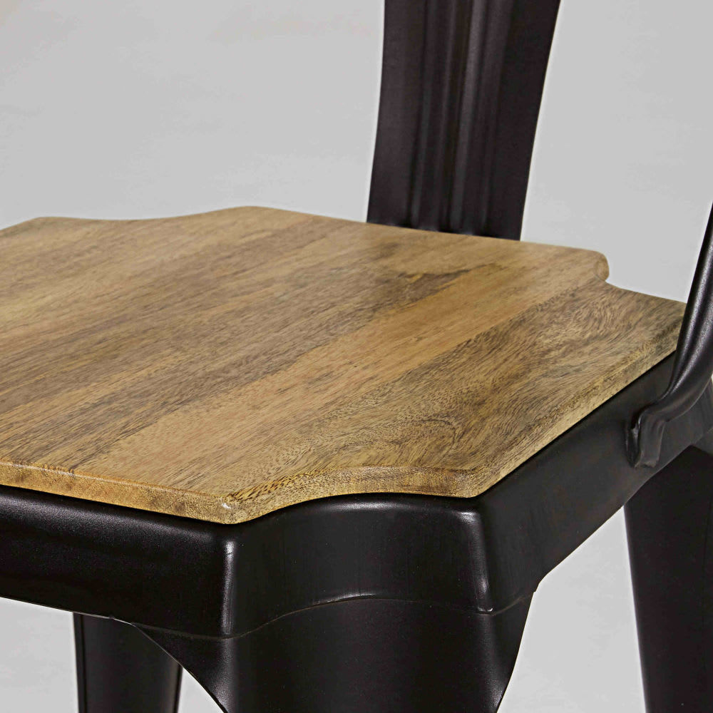 MULTIPL'S - Industrial Matte Black Metal and Mango Wood Chair – image 11
