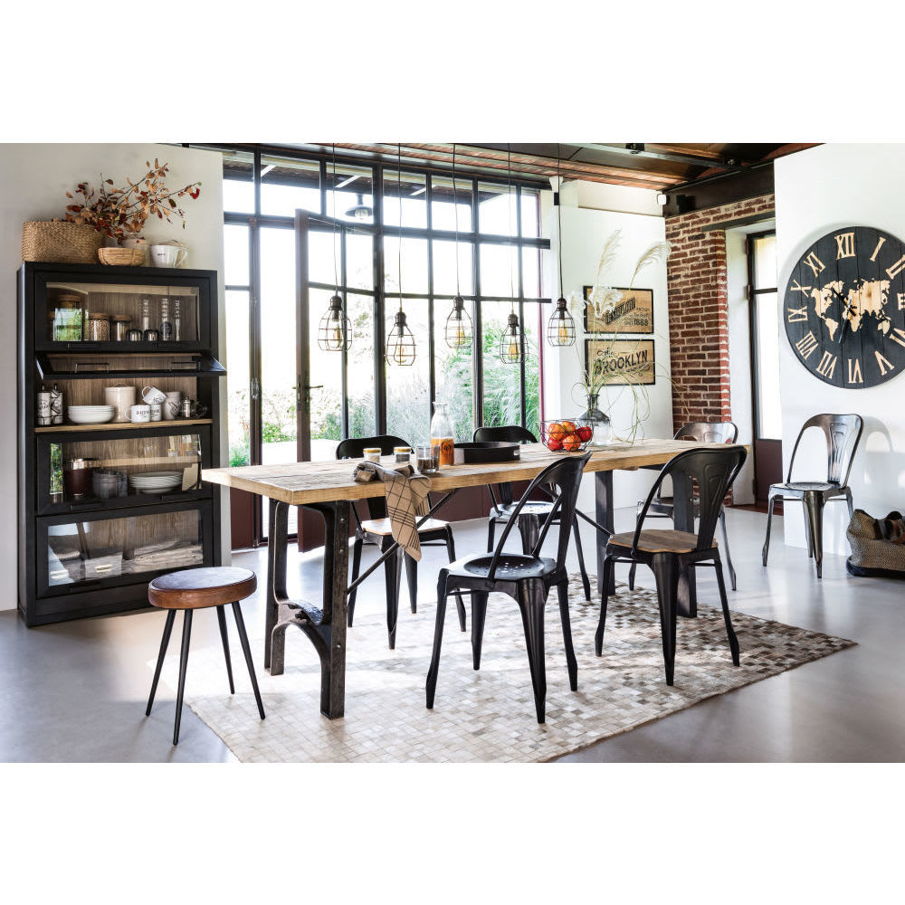 MULTIPL'S - Industrial Matte Black Metal and Mango Wood Chair – image 7