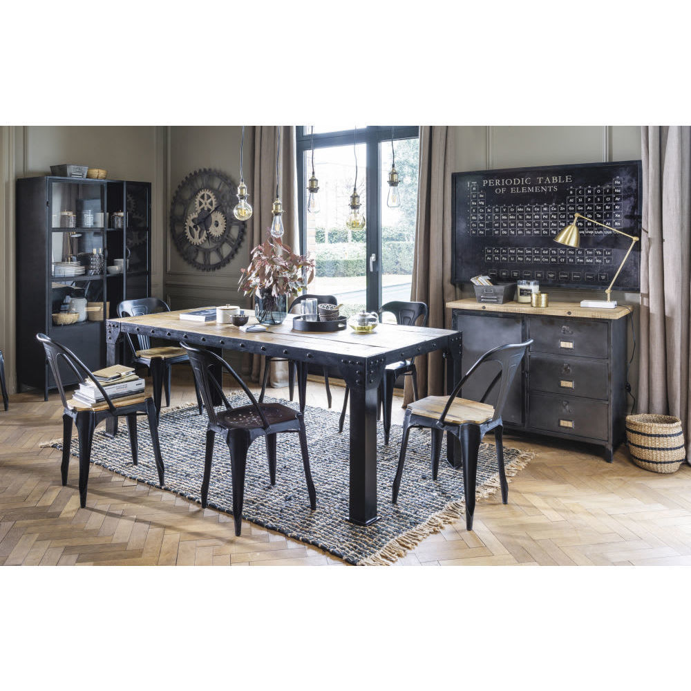 MULTIPL'S - Industrial Matte Black Metal and Mango Wood Chair – image 8