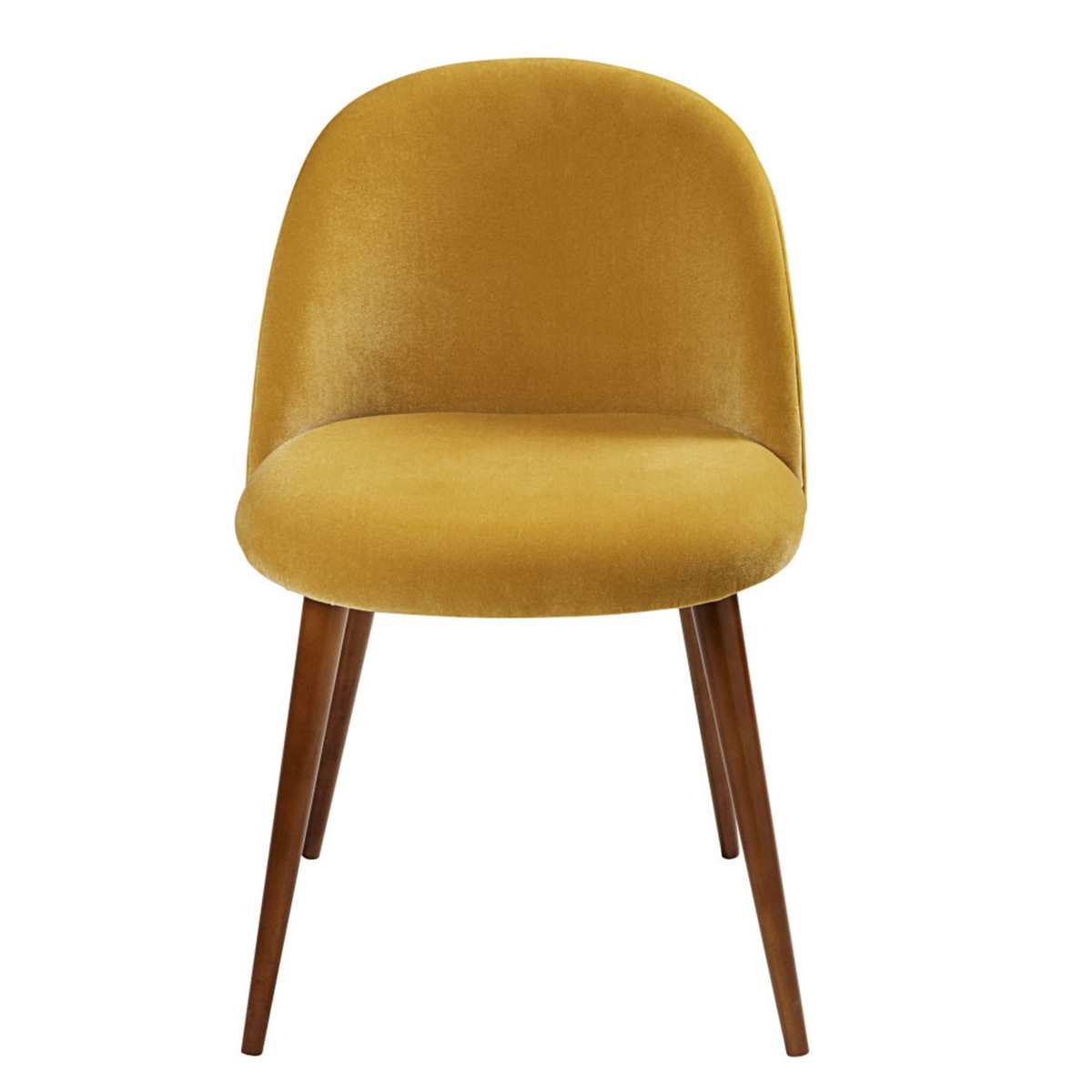Mustard Yellow Velvet and Birch Vintage Chair Mauricette – image 2