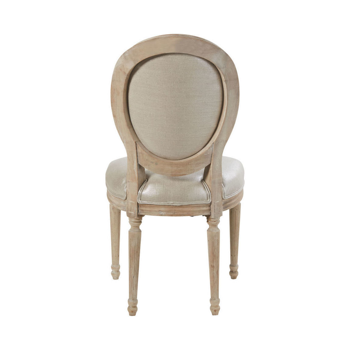 LOUIS - Silver Linen and Solid Oak Medallion Chair – image 3