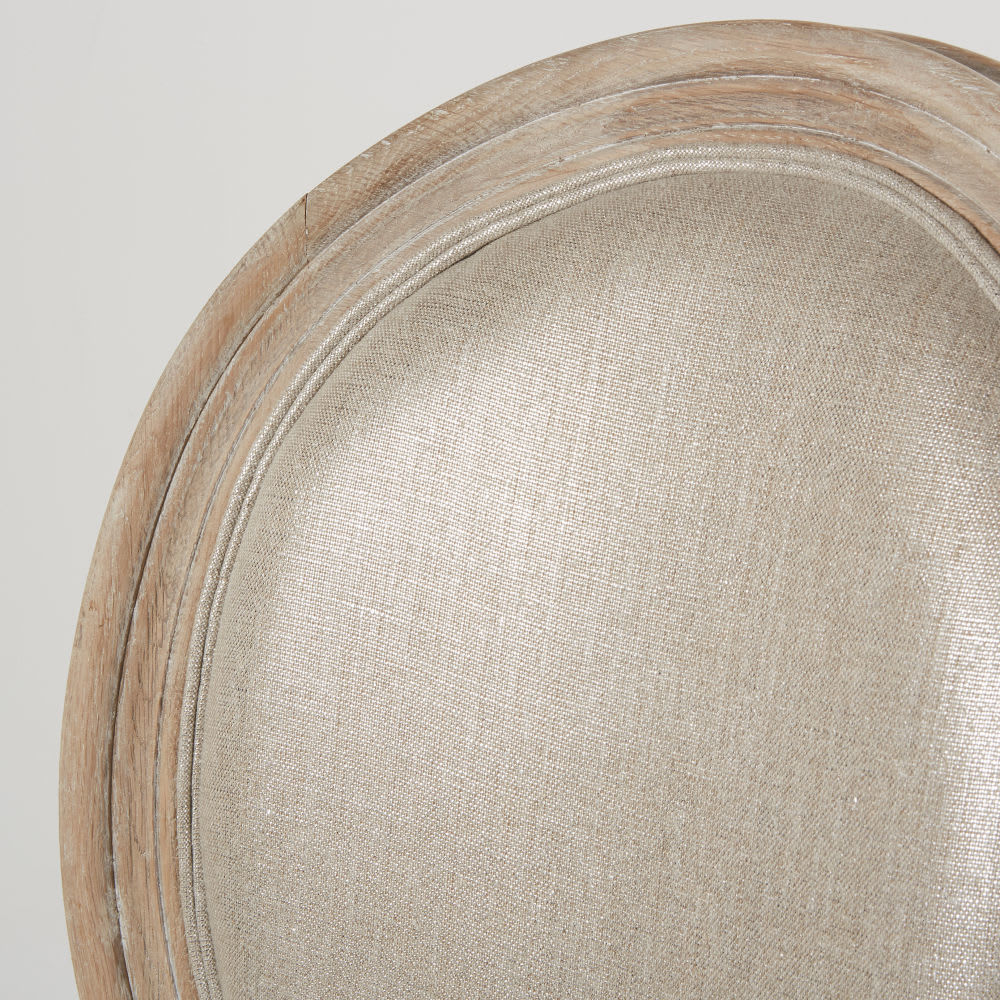 LOUIS - Silver Linen and Solid Oak Medallion Chair – image 5