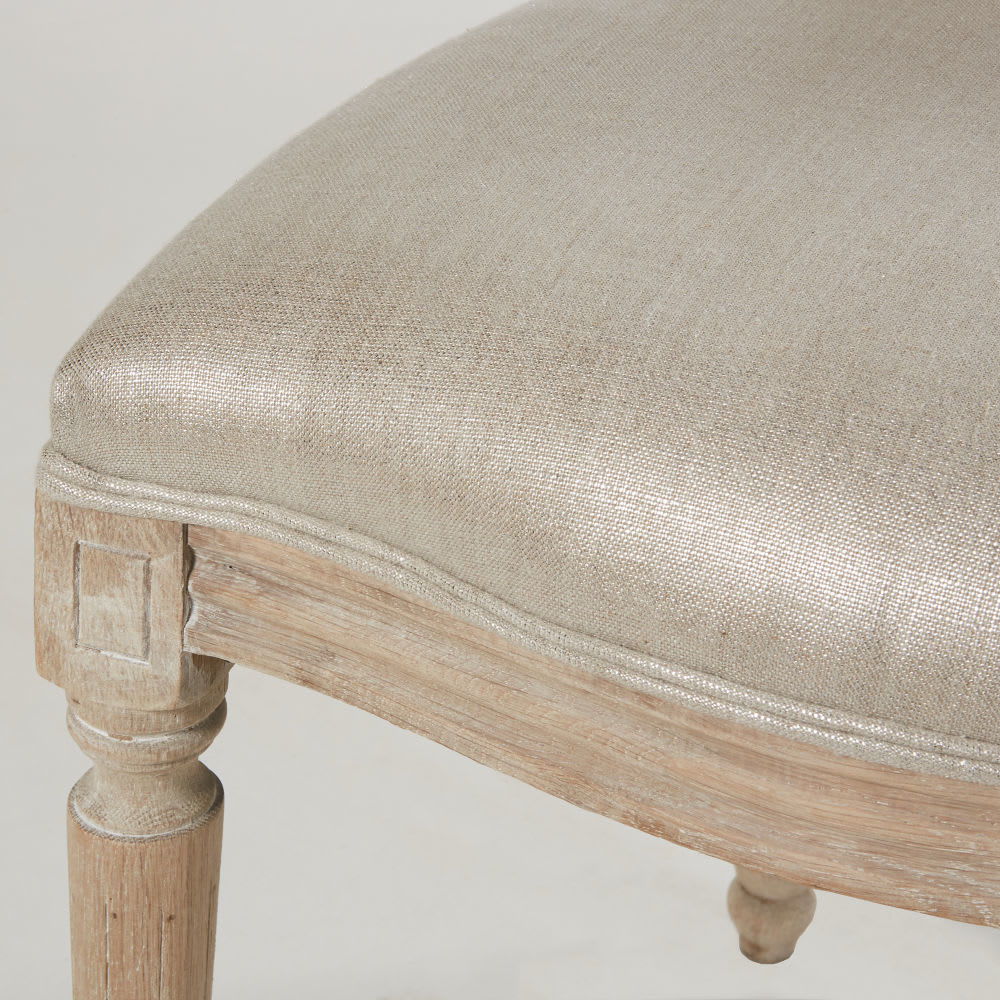 LOUIS - Silver Linen and Solid Oak Medallion Chair – image 6