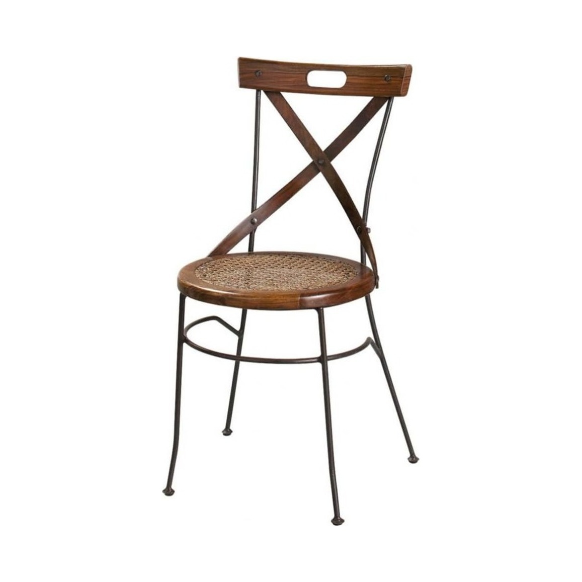 LUBÉRON - Sheesham and Wrought Iron X-Back Chair – image 1