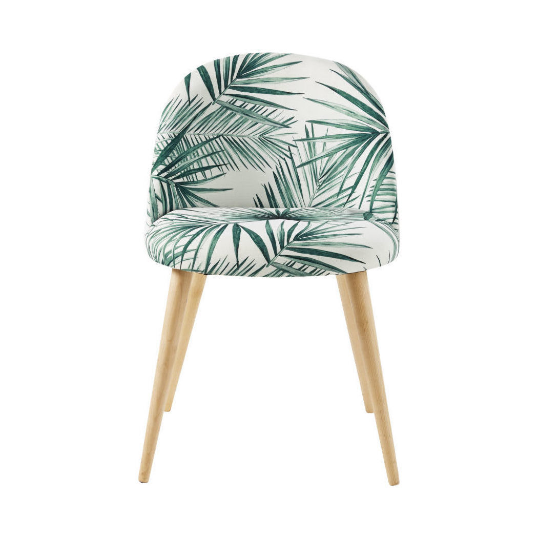 MAURICETTE - Solid Birch and Palm Leaf Print Chair – image 2