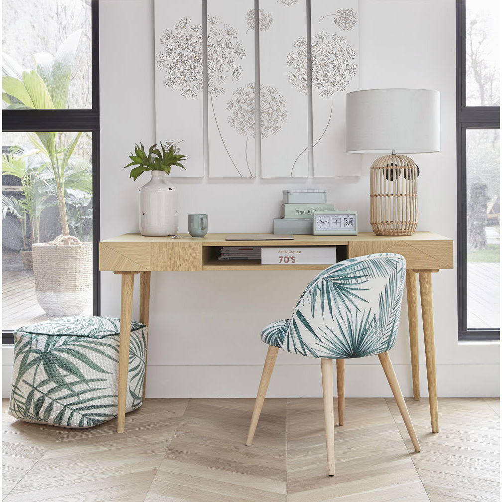 MAURICETTE - Solid Birch and Palm Leaf Print Chair – image 4