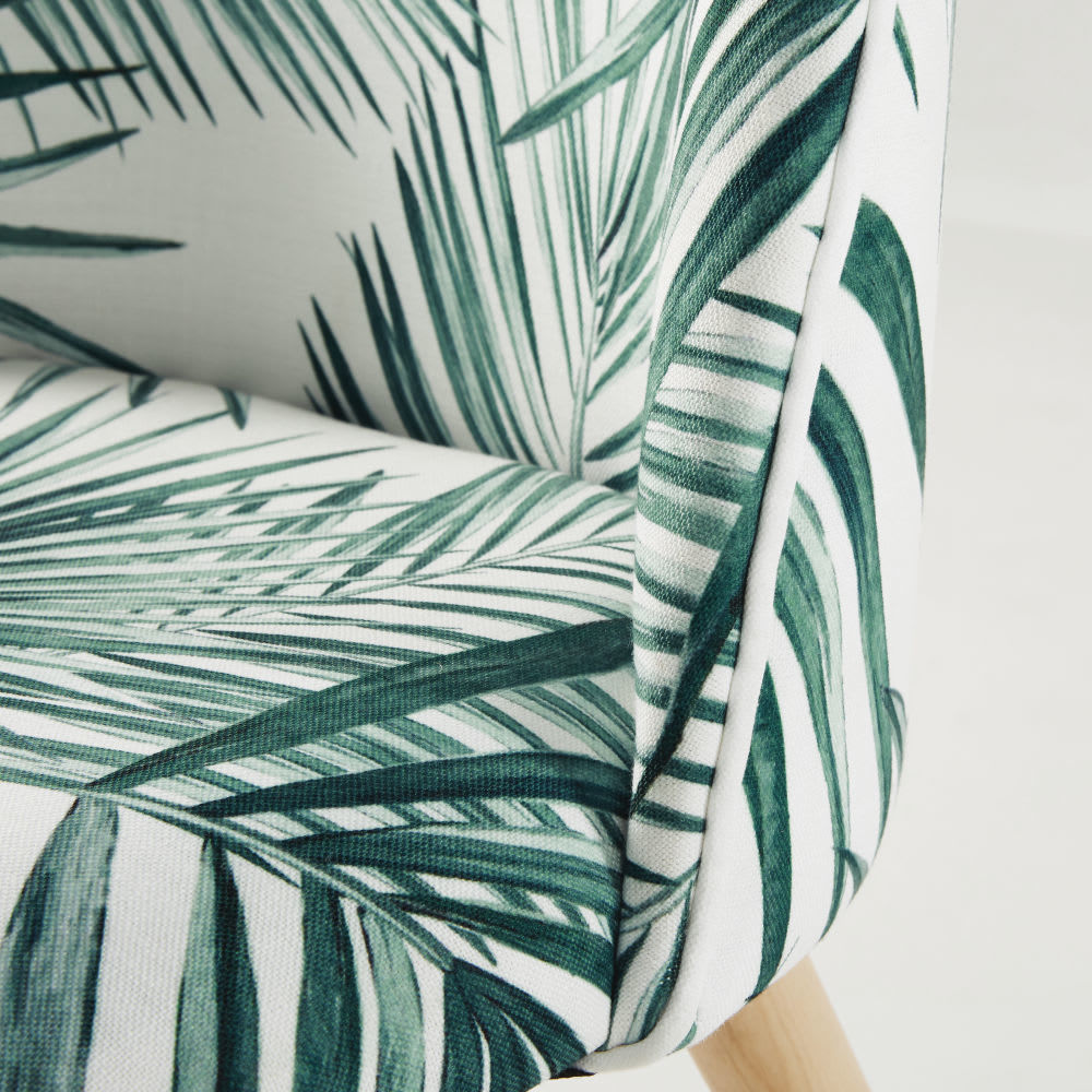 MAURICETTE - Solid Birch and Palm Leaf Print Chair – image 5