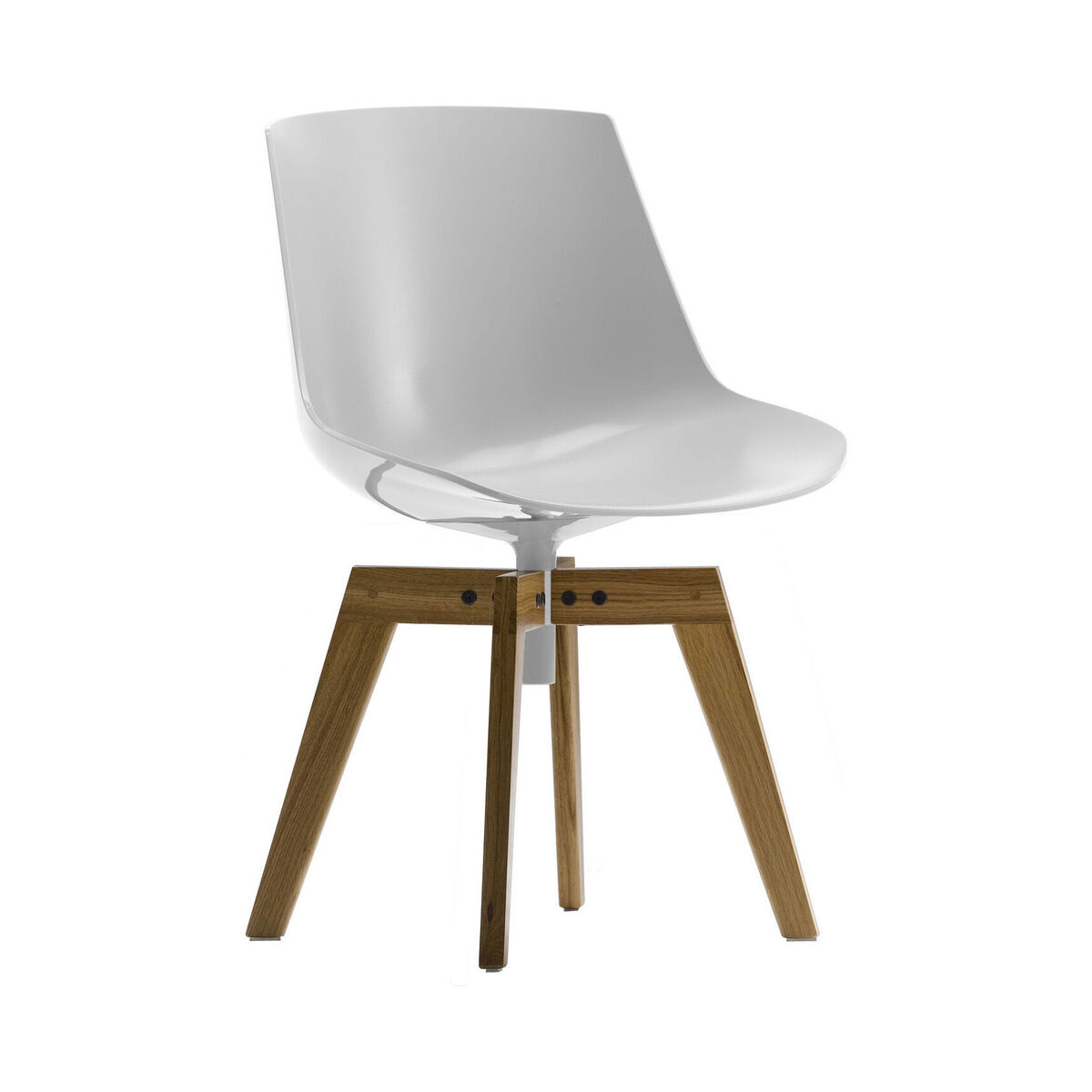 Flow Swivel chair - 4 oak legs by MDF Italia White/Natural wood – image 1