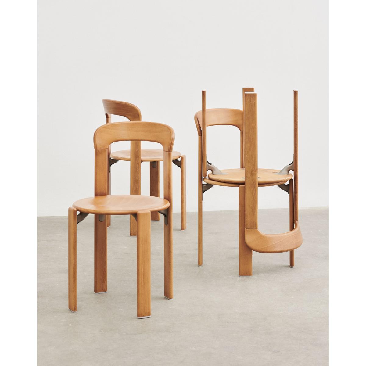 Rey Stacking chair - / By Bruno Rey x Dietiker, 1971 - Wood by Hay Natural wood – image 6