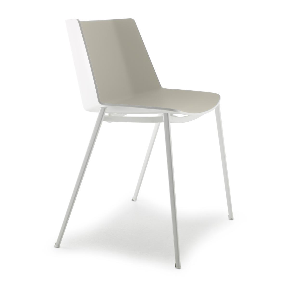 Aiku Stacking chair - / Metal square legs by MDF Italia White/Grey – image 2