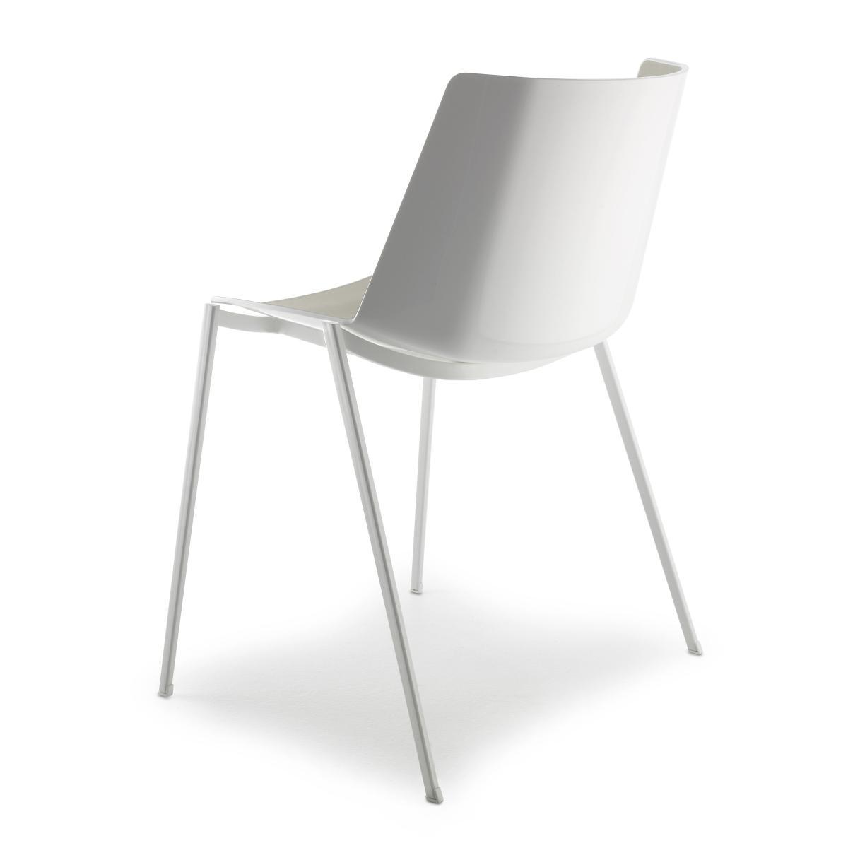 Aiku Stacking chair - / Metal square legs by MDF Italia White/Grey – image 3